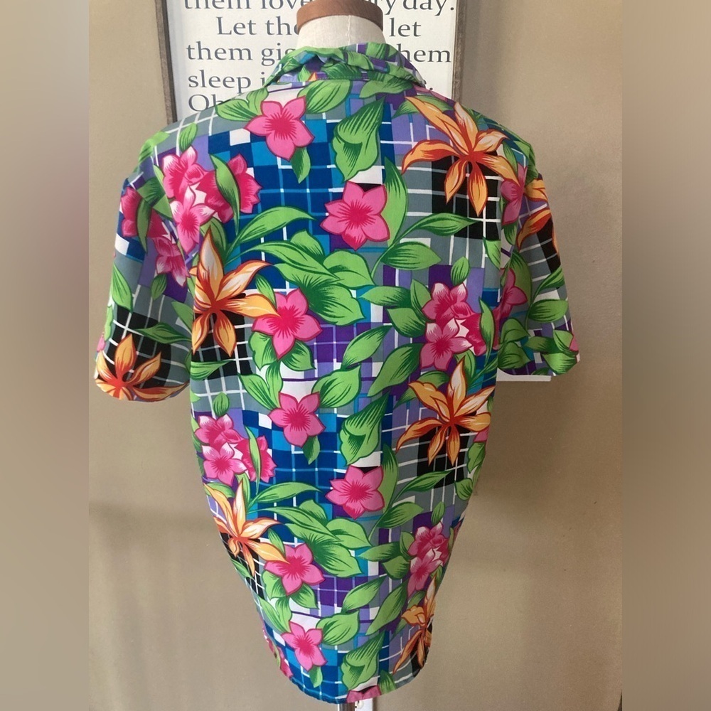 Vintage Teddi hawaiian button down womens M or mens XS shirt floral aloha - Picture 3 of 12